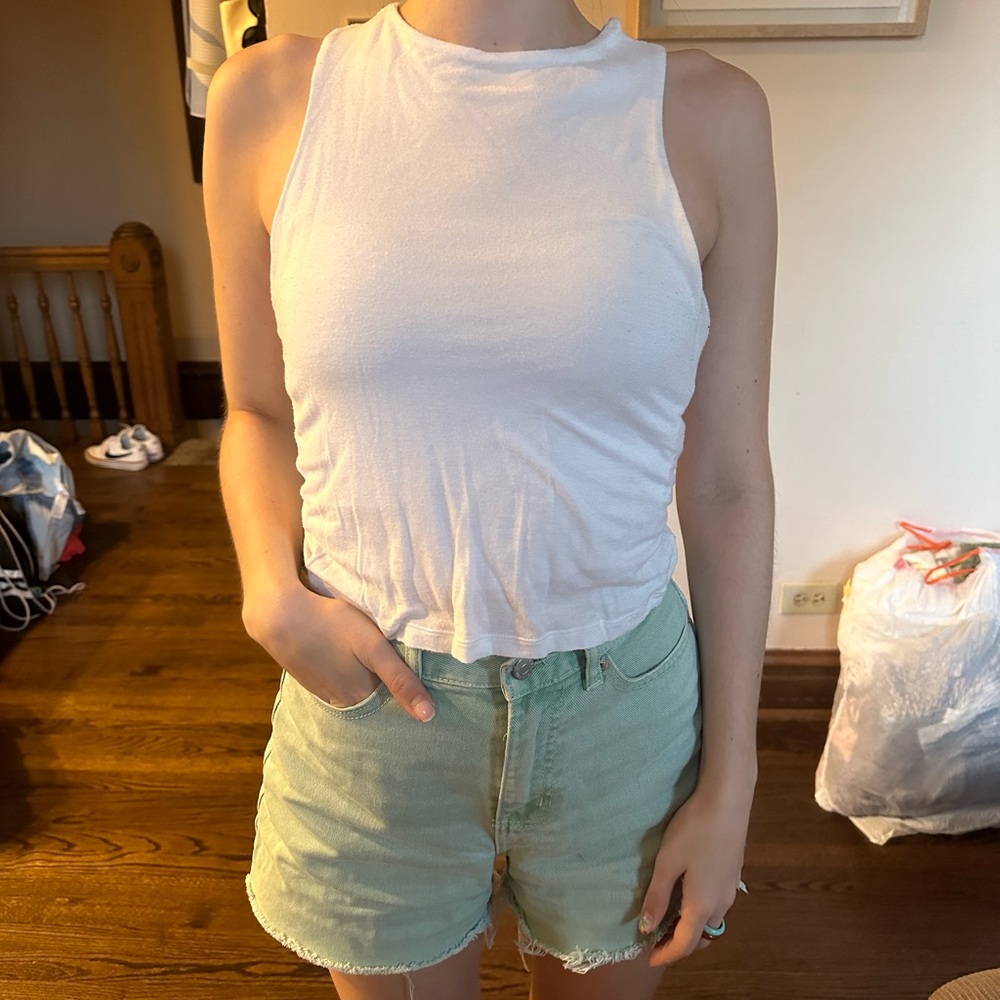 Women’s white tank brand lime blue women’s size small